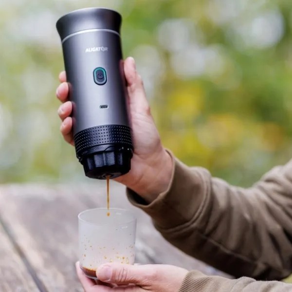 Aligator ACM002 - Prenosný nabíjací kávovar PortaCaffé 3 v 1 72W/7500 mAh sivá