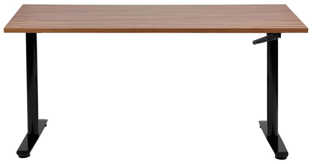 Manuálne nastaviteľný písací stôl 160 x 72 cm tmavé drevo/čierna DESTINAS Beliani