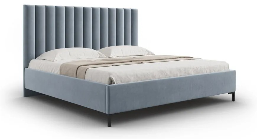 Svetlomodrá čalúnená dvojlôžková posteľ s úložným priestorom s roštom 160x200 cm Casey – Mazzini Beds