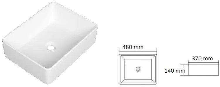 Gamma Juga, umývadlo na dosku 480x370x140 mm, biela lesklá, GMA-UC-JUGA