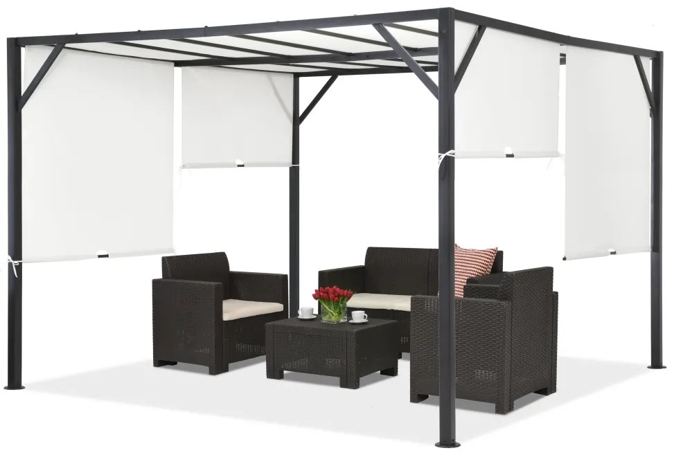 Kovová pergola na terasu 3 x 3 m antracitovo-biela Garden Point