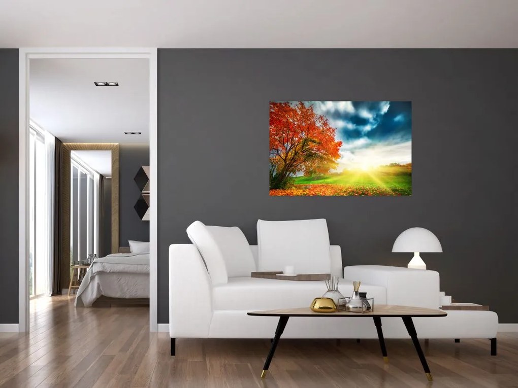 Obraz krajiny zaliate slnečným svitom (90x60 cm)