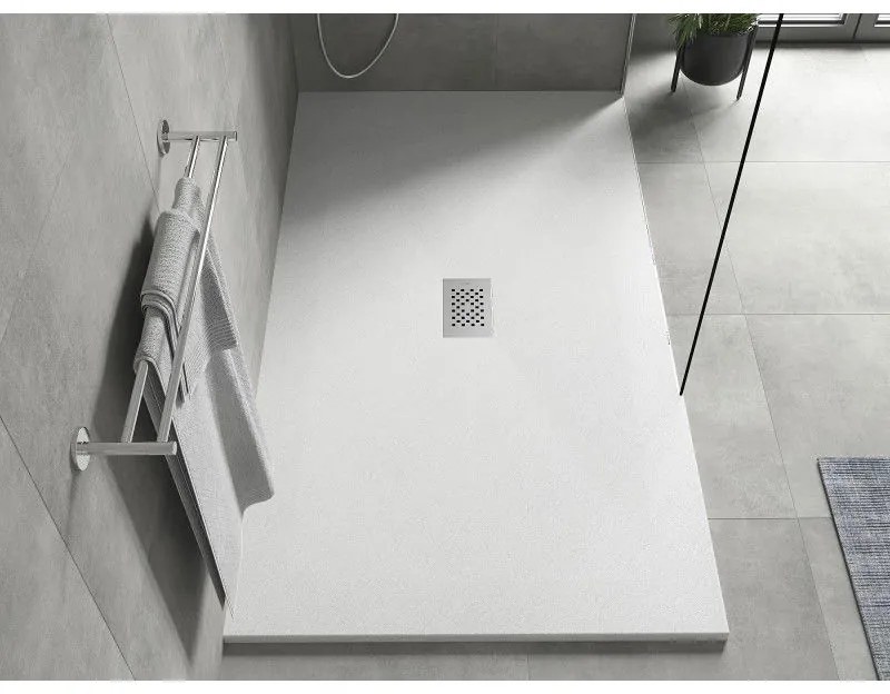 Mexen Hugo, obdĺžniková sprchová vanička SMC 180 x 100 cm, biela, oceľová krytka, 42101018-X