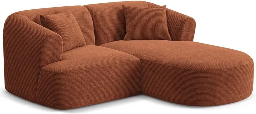 Menčestrová rohová pohovka v terakotovej farbe (pravý roh/s leňoškou) Campi – Cosmopolitan Design