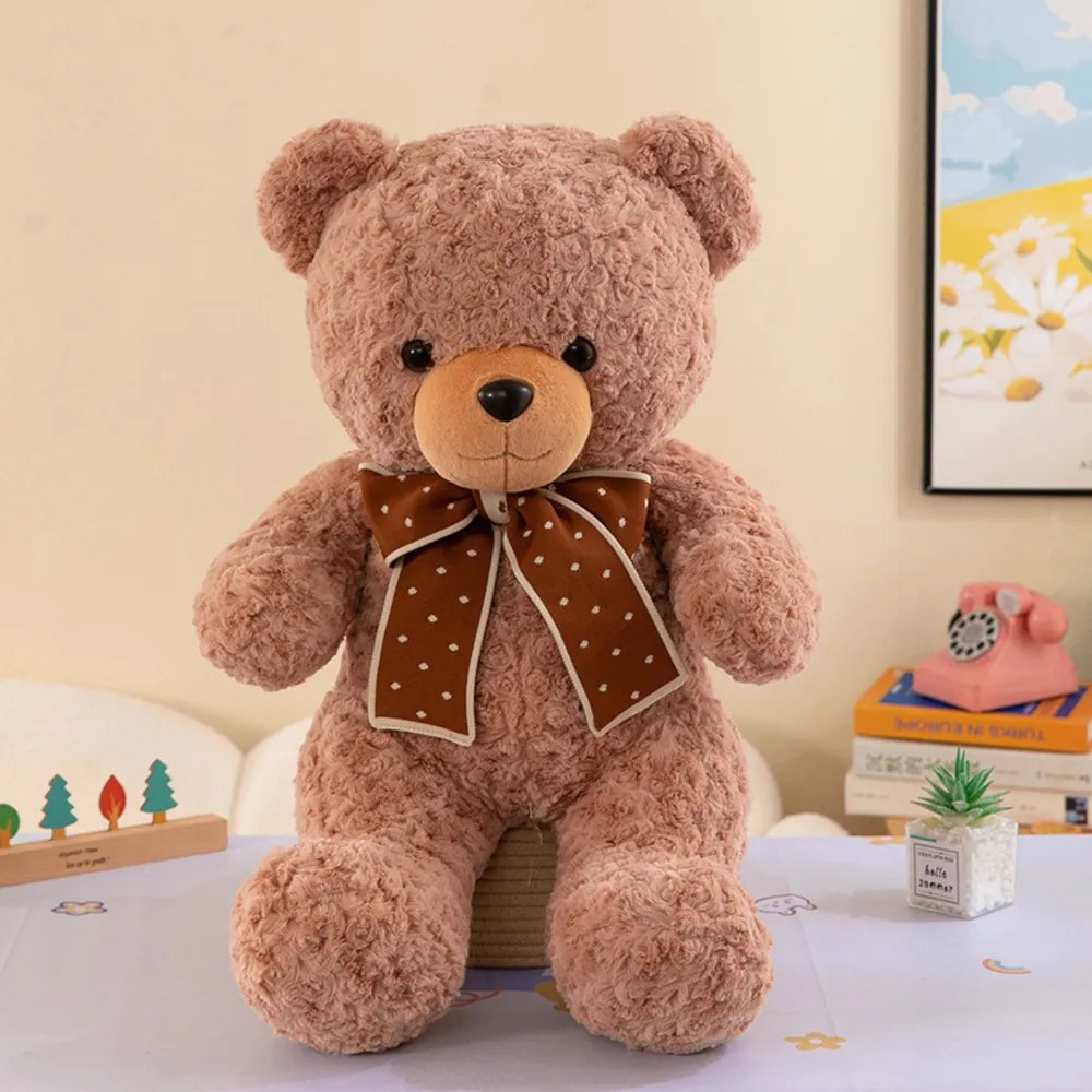 LEAN Toys Plyšový medvedík s mašľou a bodkami 45 cm