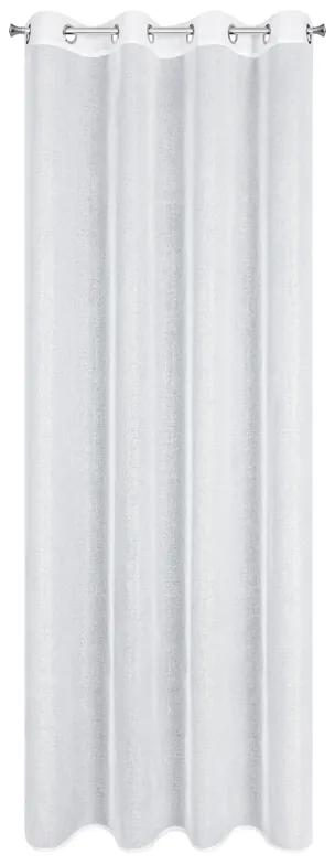 Biela záclona na krúžkoch s odleskom striebornej LENA 140 x 250 cm