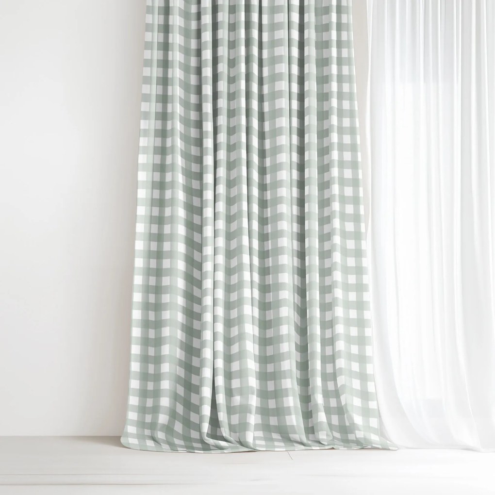 Goldea bavlnený záves - šalviovo zelené kocky 240x150 cm