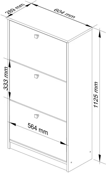 Skriňa na topánky Marienne 60 cm - 3 dvierka jelša