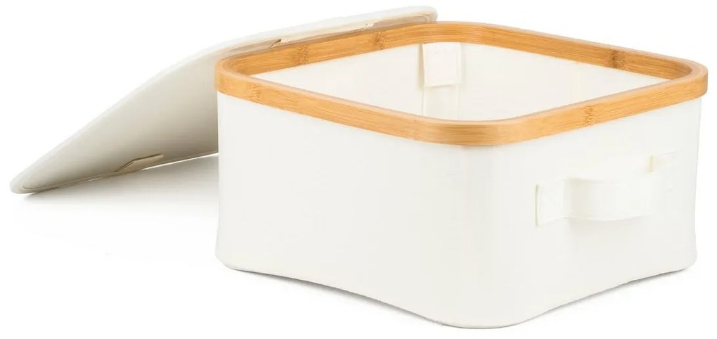Úložný box G21 30 x 30 x 15 cm, bambusový s vekom, béžový