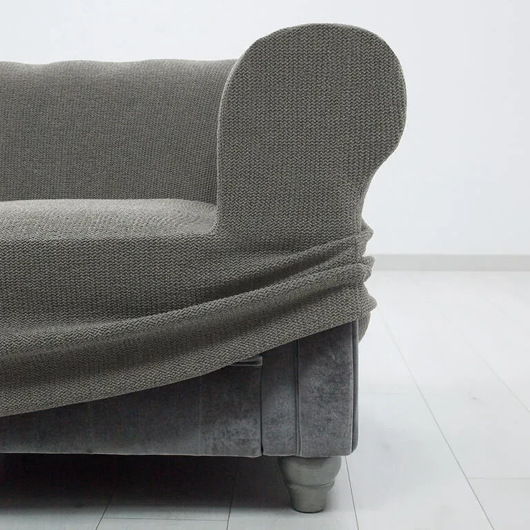 Super strečové poťahy HARMONIA šedá dvojkreslo (š. 140 - 180 cm)