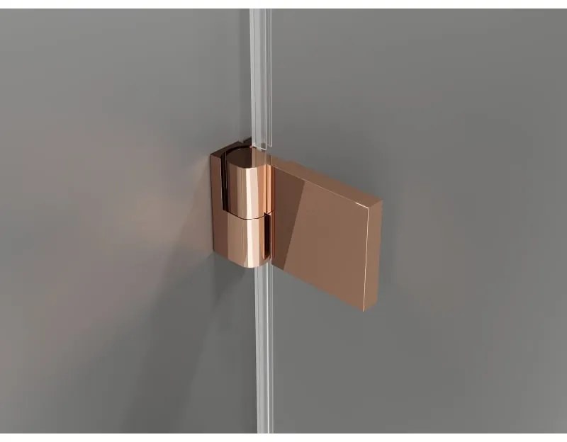 Mexen Lunar-B, výklopný sprchový kút ľavý 85 x 70 cm, 8mm číre sklo, profil medená matná, 832-085-070-65-00-L