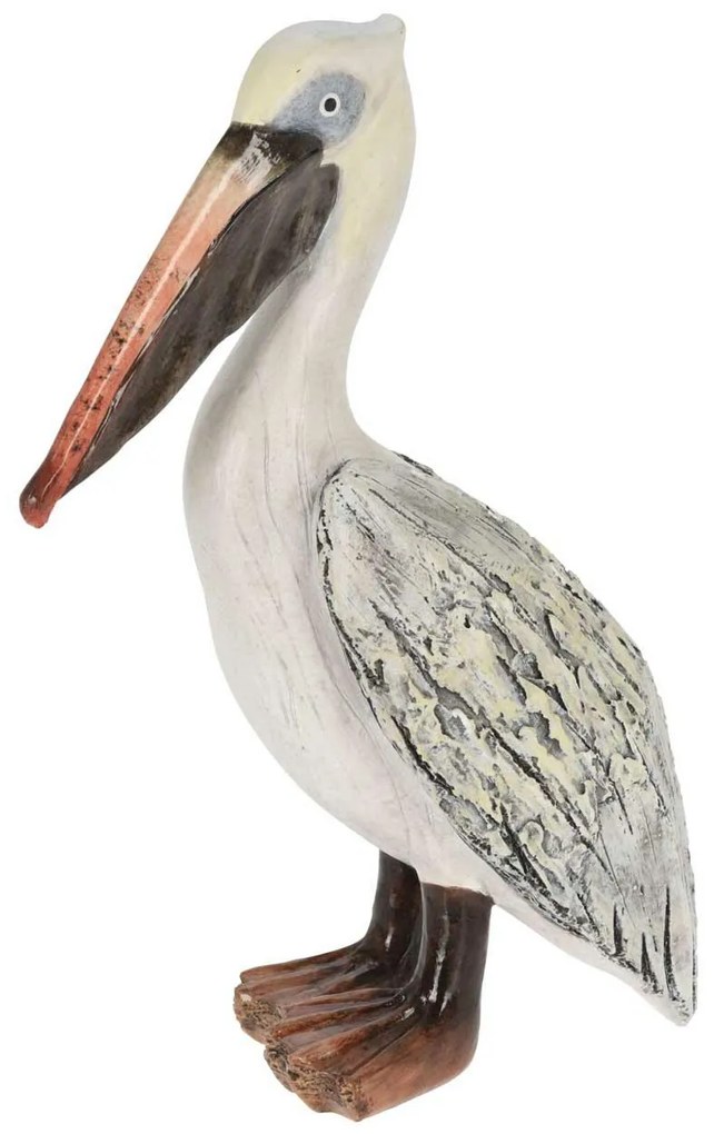 Záhradná figúrka z polyresinu Pelican, 29 cm, biela