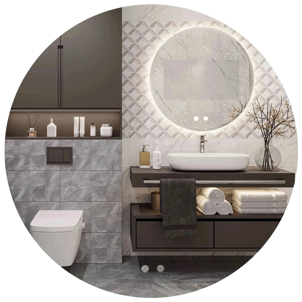 Okrúhle nástenné zrkadlo s LED osvetlením HZJ 60 cm