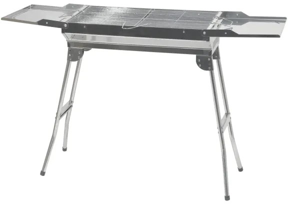 Prenosný gril na drevené uhlie lesklý chróm