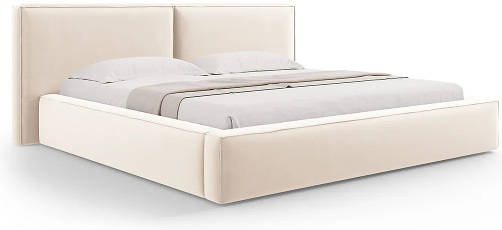 Micadoni Jodie dizajnová posteľ - Svetlobéžová, Zamat, 200 cm