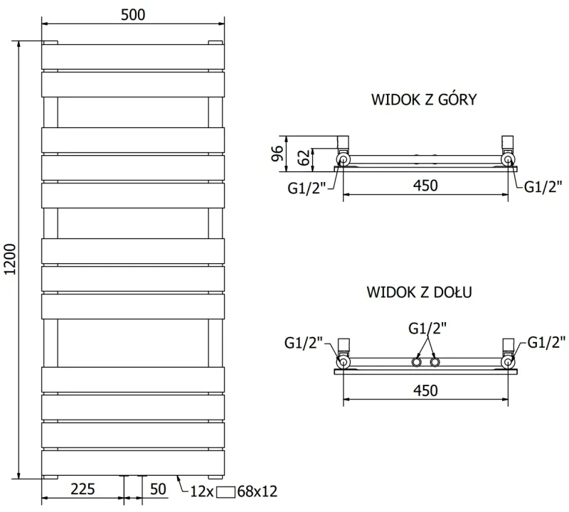Mexen Ceres, vykurovacie teleso 1200 x 500 mm, 610 W, čierna, W111-1200-500-00-70