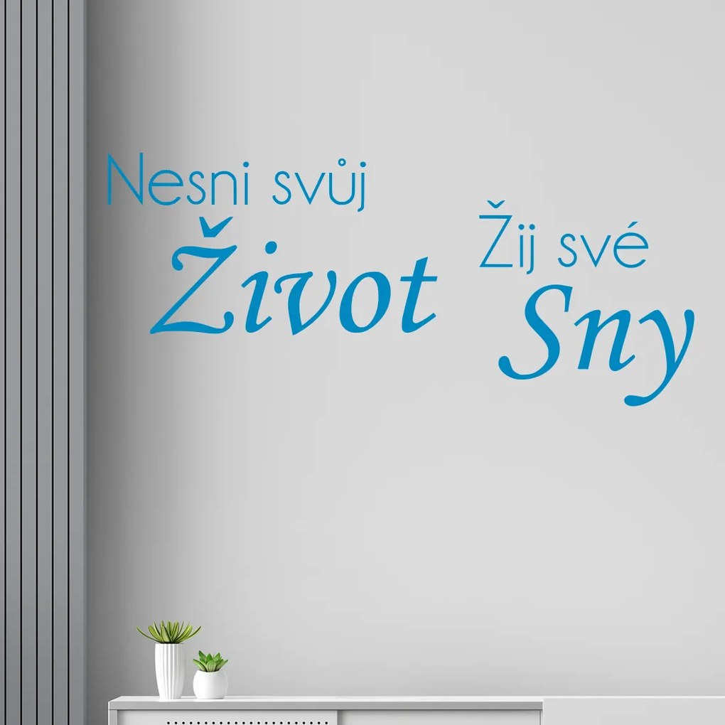 Veselá Stena Samolepka na stenu na stenu Nesnívaj svoj život, ži svoje sny Farba: čierna