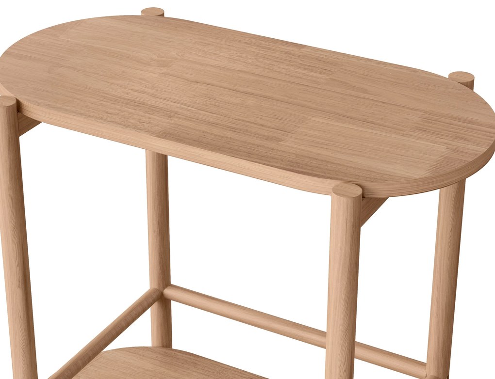 Barový vozík z masívneho dreva s 2 úrovňami