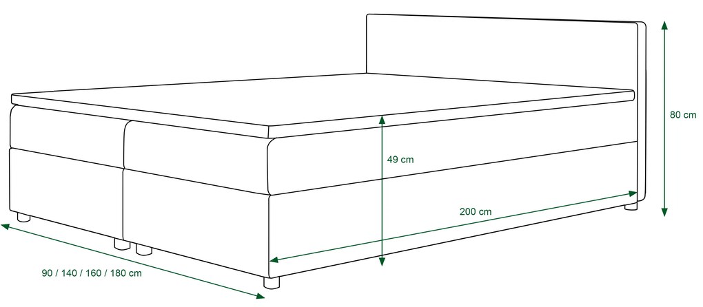 Manželská posteľ Boxspring 140 cm Linda Comfort (vzor + čierna) (s matracom a úložným priestorom). Vlastná spoľahlivá doprava až k Vám domov. 1056050