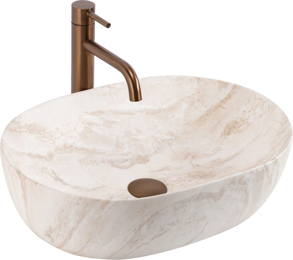 Rea Amelia Callisto, umývadlo na dosku 480x345x135 mm, imitácia kameňa, REA-U0637