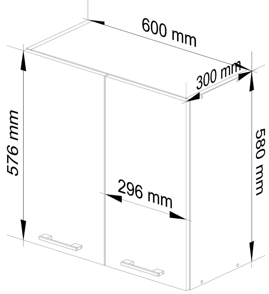 Kuchynská závesná skrinka Olivie W II 60 cm biela/betón