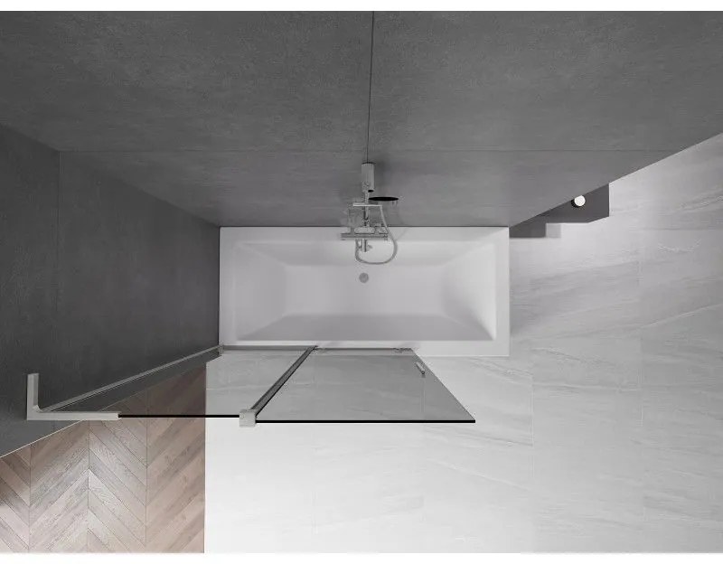 Mexen Velar L, 2-krídlová posuvná vaňová zástena 120 x 150 cm, 8mm šedé sklo, brúsená oceľ, 896-120-003-41-97