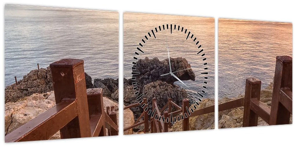 Obraz - Zostup k moru (s hodinami) (90x30 cm)