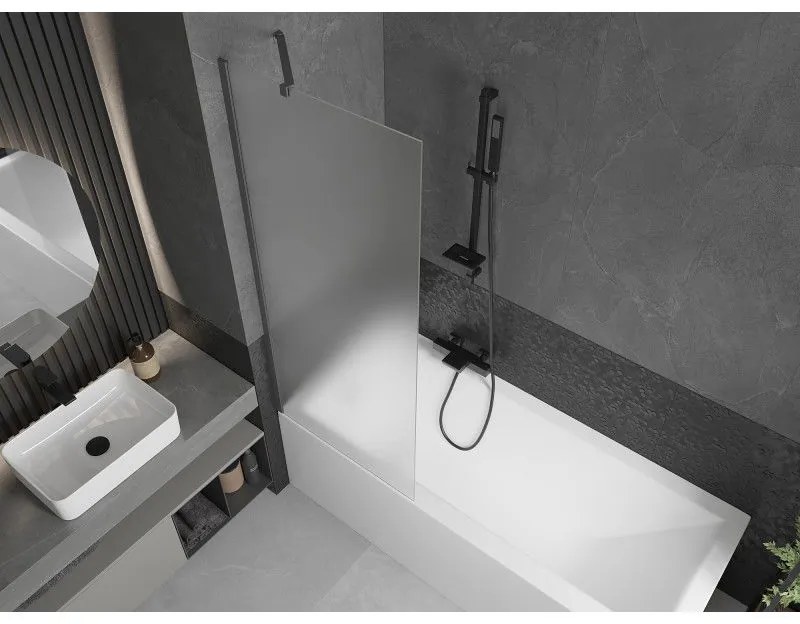 Mexen Next, 1-krídlová vaňová zástena 70 x 150 cm, 6mm sklo námraza, grafitová, 895-070-000-00-30-95