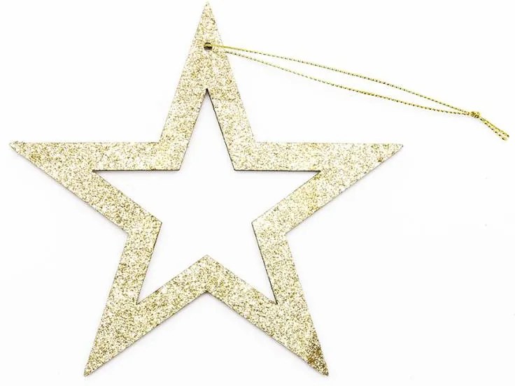 DECOLED Zlatá hviezda, dutá, 40 cm
