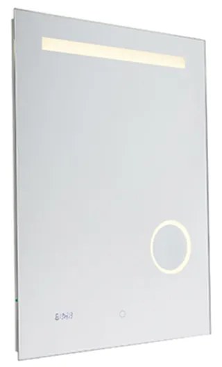 Kúpelňové zrkadlo 60x80 cm vrátane LED s dotykovým stmievačom a hodinami - Miral