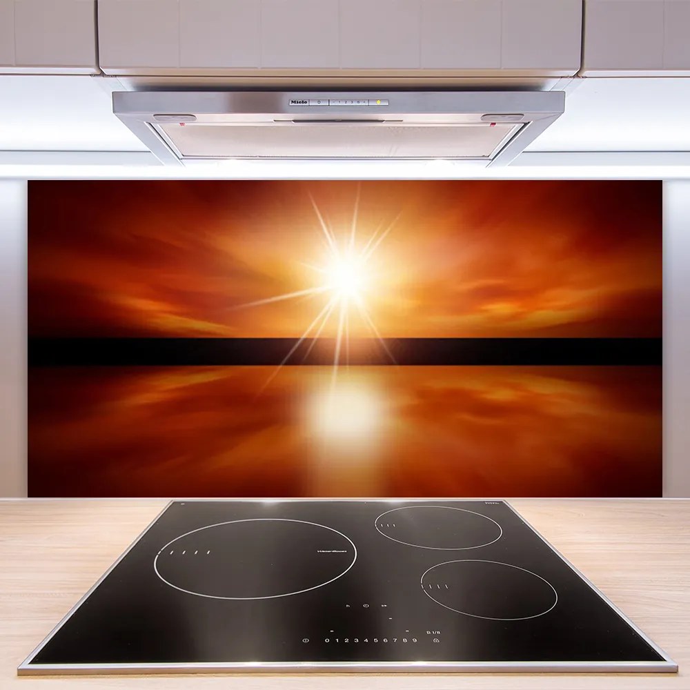 Sklenený obklad Do kuchyne Slnko nebo voda krajina 125x50 cm