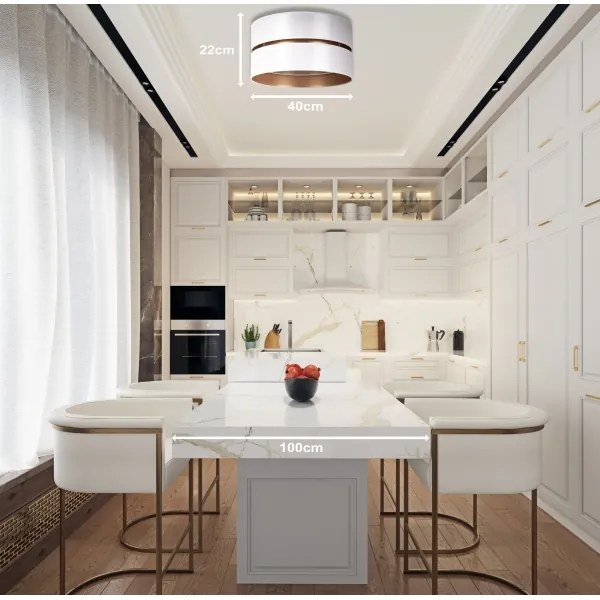 Duolla - Stropné svietidlo DUO 1xE27/15W/230V pr. 40 cm biela/zlatá