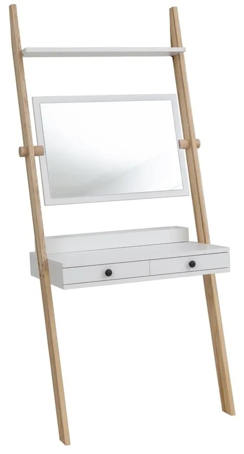 Biely toaletný stojan so zásuvkou a zrkadlom Ragaba Leno