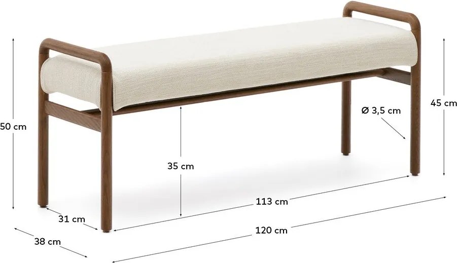 Krémová/v prírodnej farbe ženilková lavica Macaret – Kave Home