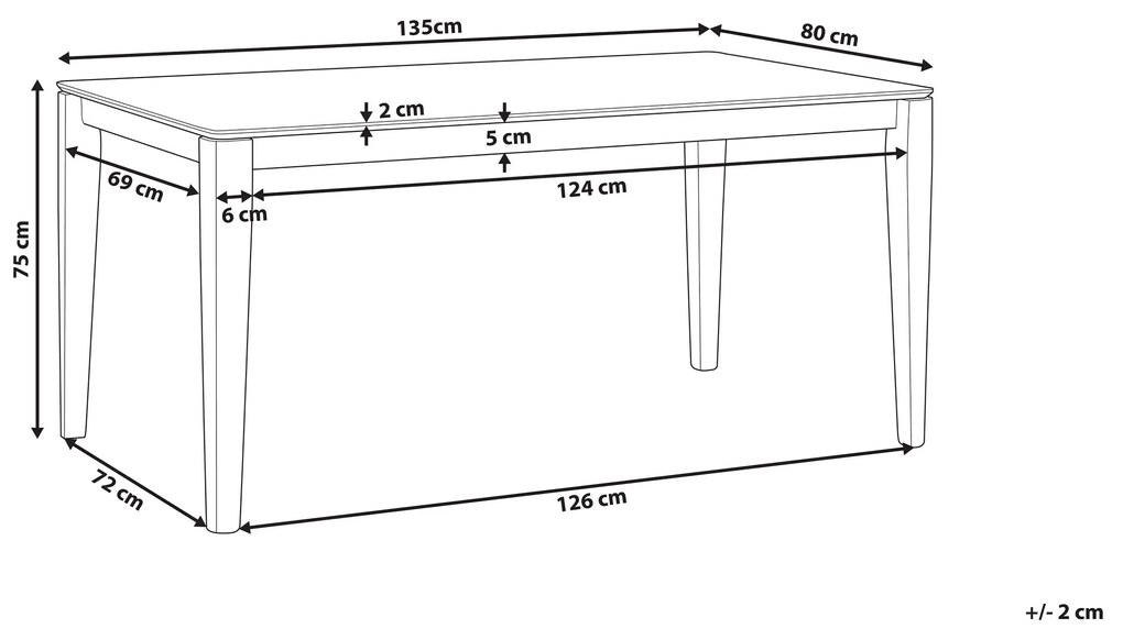 Jedálenský stôl 135 x 80 cm tmavé drevo/čierna CEDAR Beliani