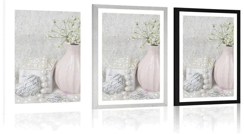 Plagát s paspartou luxusné Shabby Chic zátišie - 40x60 black