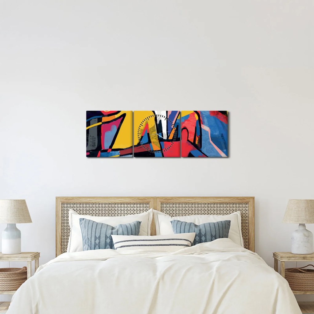Obraz - Abstrakcia mužov (s hodinami) (90x30 cm)