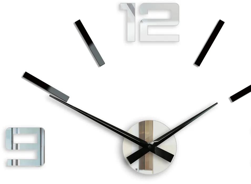 Moderné nástenné hodiny SILVER XL BLACK-MIRROR blackmirror