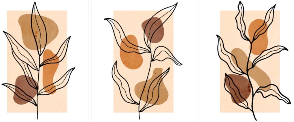 Gario Sada plagátov Wonderful lightness - 3 dielna Farba rámu: Zlatá, Veľkosť: 135 x 63 cm