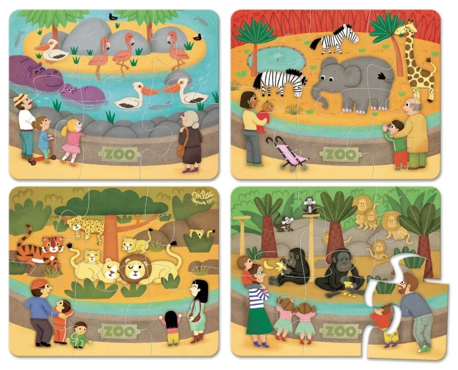 Vilac Drevené puzzle zoo