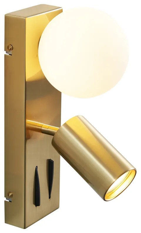 Moderné mosadzné nástenné svietidlo s 2 svetlami, nastaviteľné s portom USB-C - Lesly