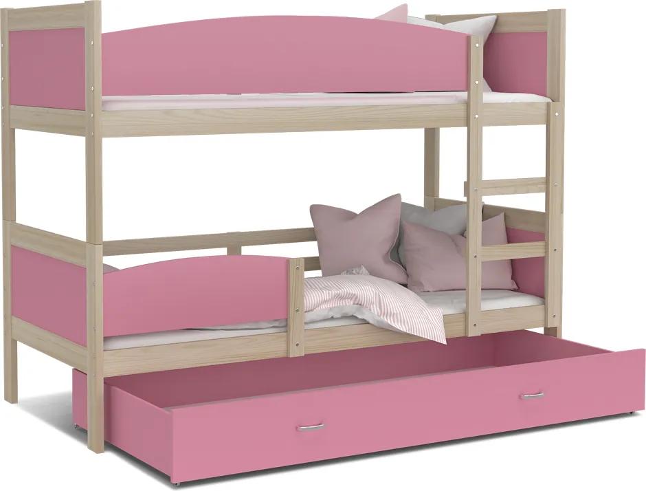 GL Swing 2 Borovica Color poschodová posteľ 184x80 Farba: Ružová