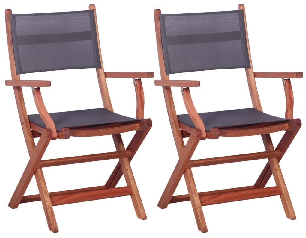 vidaXL Vonkajšie stoličky z eukalyptového dreva a textilénu 2 ks sivé