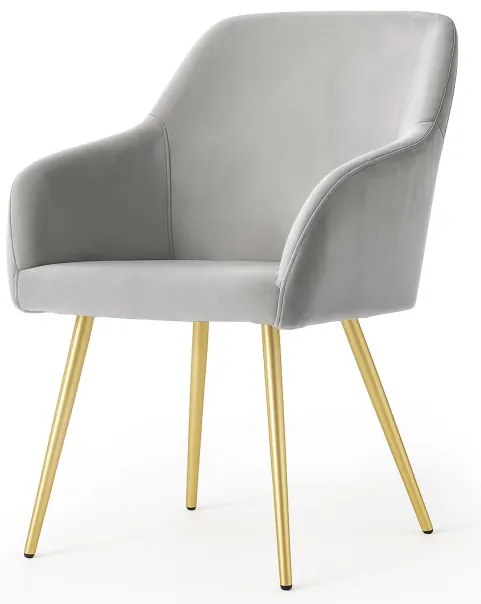 Sada dvoch jedálenských stoličiek ESTELLE zamatové, sivé / zlaté nohy (2 ks)
