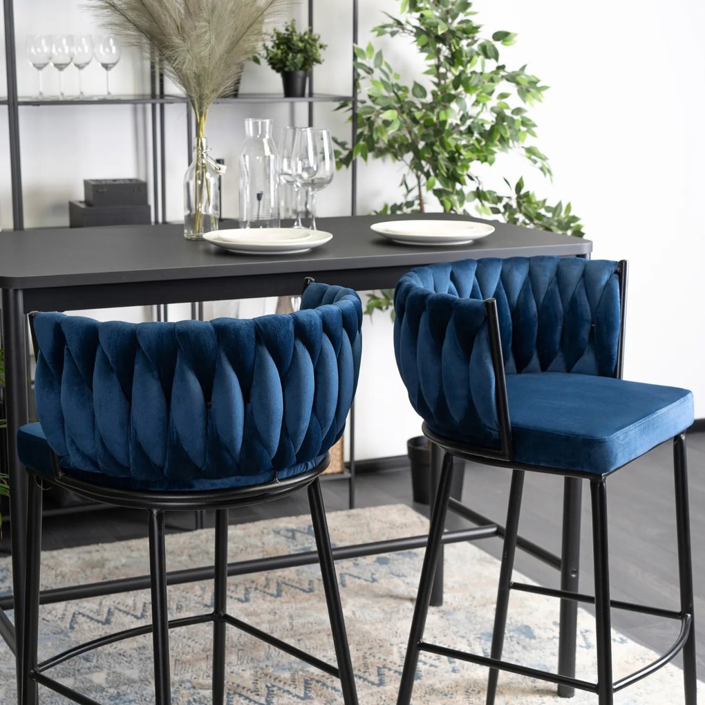 JAKS Barová stolička Flores velvet modrá