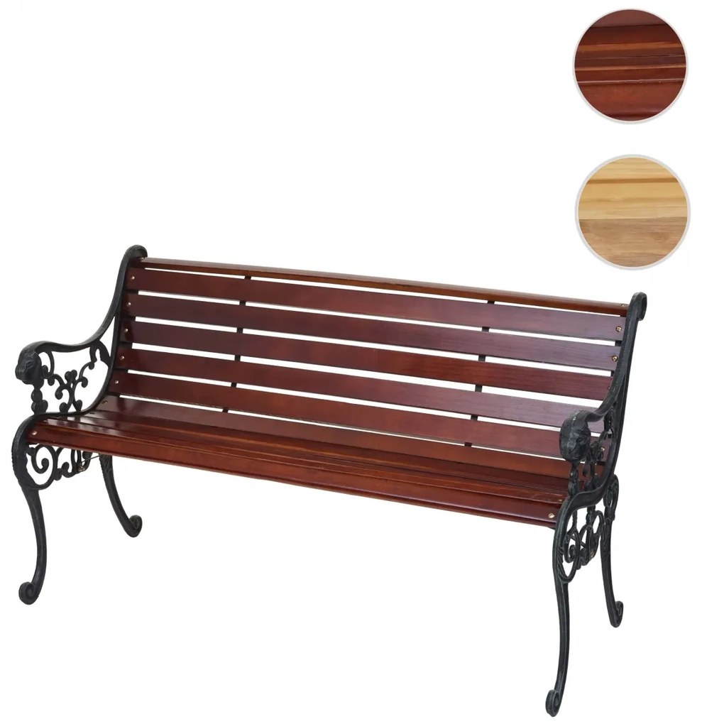 Záhradná lavica F98 2-miestna - liatina / drevo, 125 cm - Hnedá