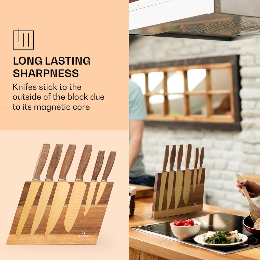 Klarstein Kazuno, sada nožov, 7-dielna, magnetický blok, PVD, titánový povrch