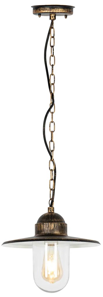 Rustikálne vonkajšie závesné svietidlo starožitné zlato IP44 - Kansas