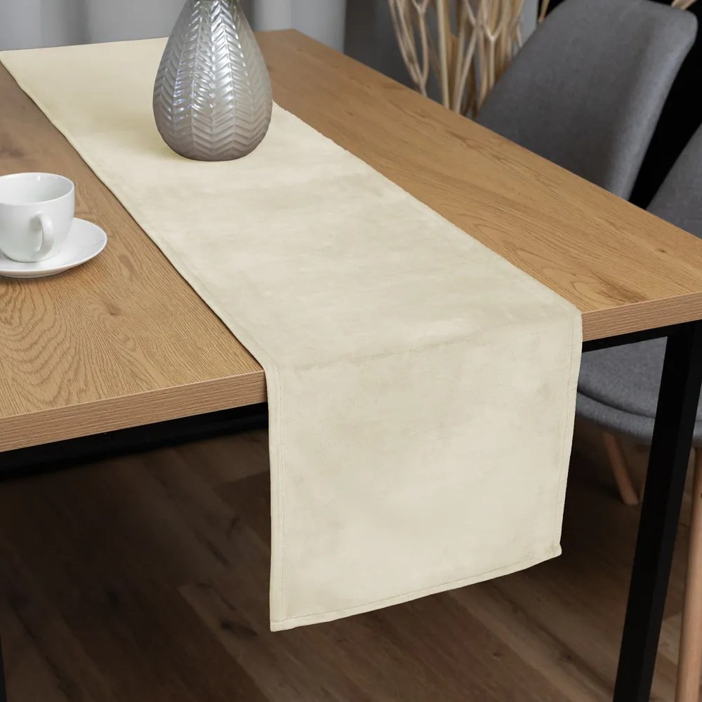 Biante Zamatový behúň na stôl Velvet Prémium SVP-003 Smotanový 45x160 cm