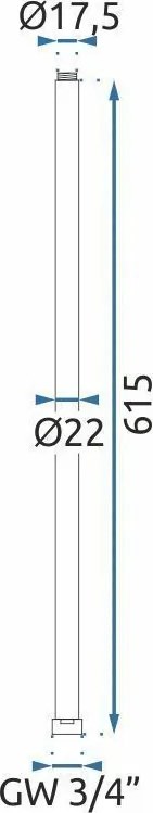 Predĺženie pre vaňovú/sprchovú súpravu REA ø 22 mm - 60 cm, kartáčovaná meď